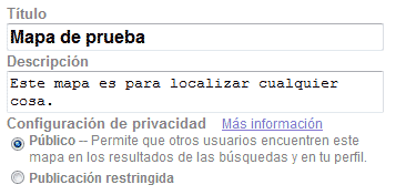 Damos nombre y descripción al mapa de google
