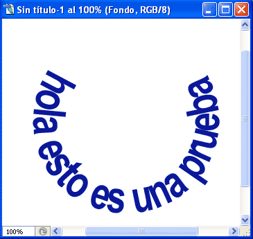 resultado final del testo que se adapta a un círculo