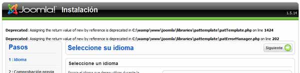 Problema deprecated en Joomla