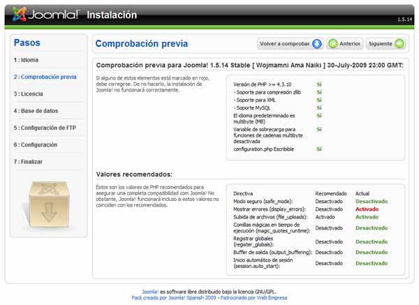 Instalación de Joomla PASO 2