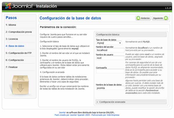 Instalación de Joomla PASO 4