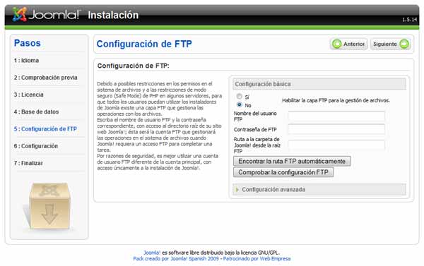 Instalación de Joomla PASO 5