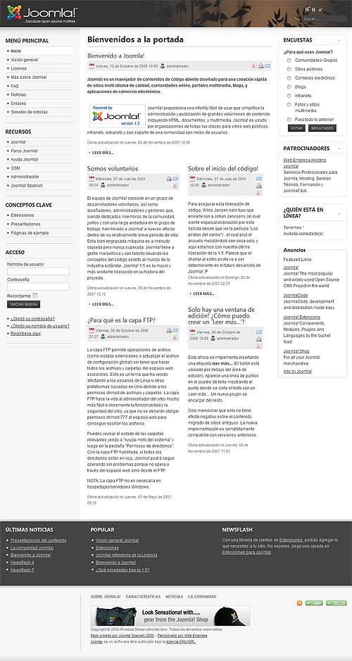 Sitio web de ejemplo en Joomla