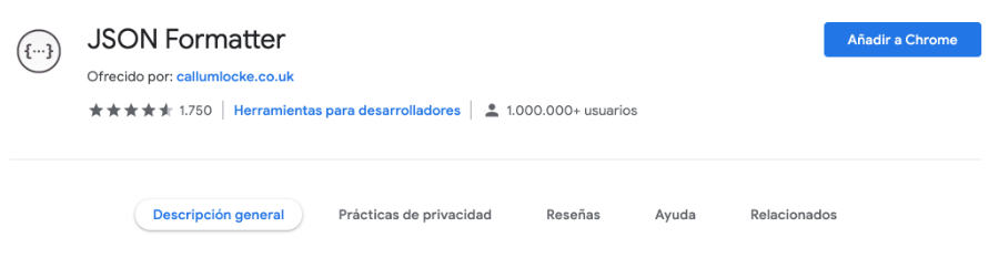 Extensión de Chrome JSON Formatter