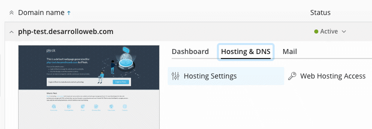 enlace para las configuraciones del hosting